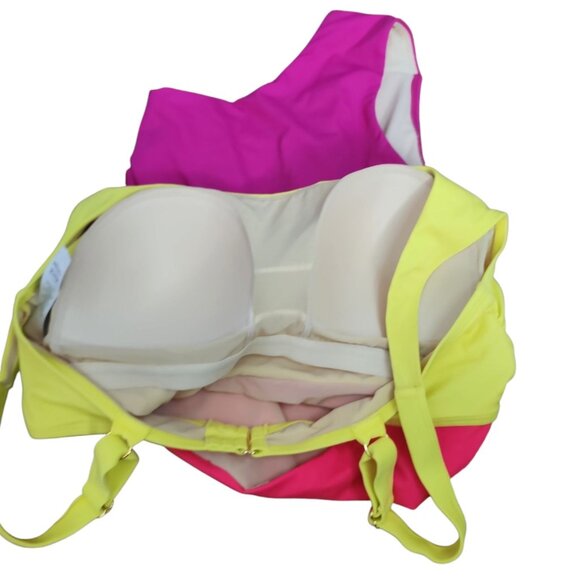 Swimsuits For All Bathing Suit Size 12 One Piece Yellow Pink Purple Cutout Side - Picture 2 of 6